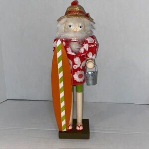 Surfer Santa Christmas Nutcracker Surfboard Tropical Beach Holiday Collectible